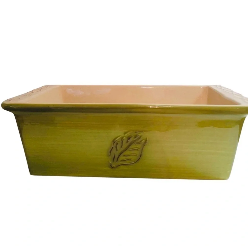 Tastefully Simple Host Collection Olive Green Bread Loaf Baking Pans Set of 2